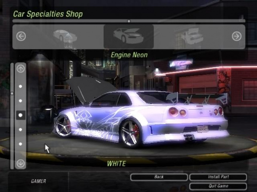 Mój Nissan SkyLine GT-R34 do Turnieju o mistrza kierownicy BayView w grze NFS Underground 2